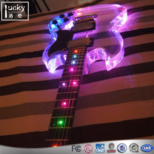 LED Girl Beautiful Acrylic Guitar With Colorful Customized Design Christmas Gift
